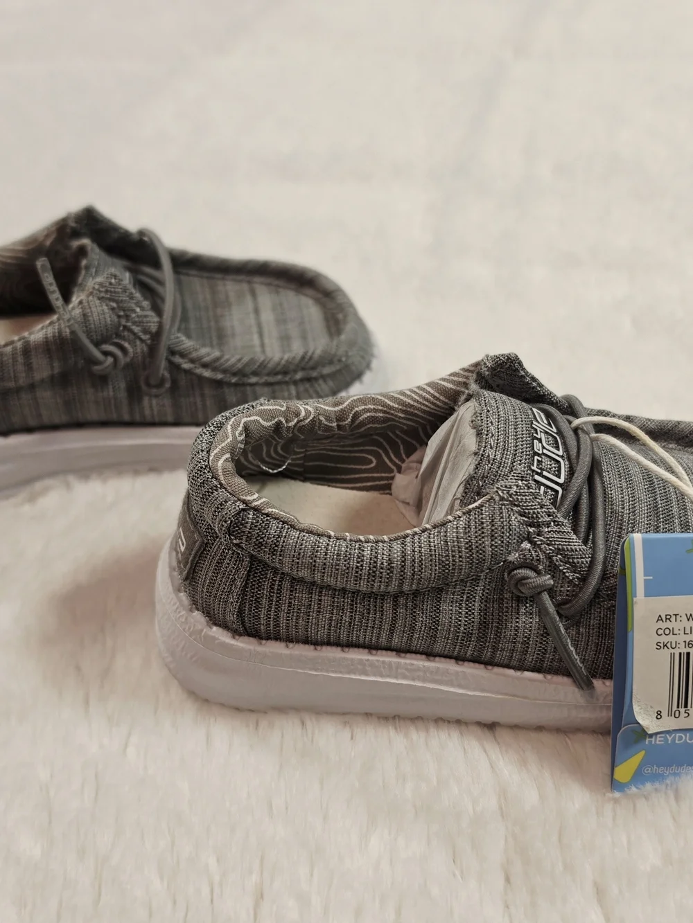 Hey Dude Baby Grey Knit Slip-On Sneakers with Elastic Laces